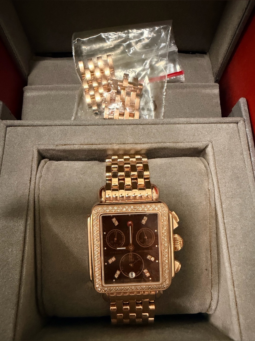 MICHELE DECO 18K Rose Gold-Plated Diamond Watch - Picture 5 of 14